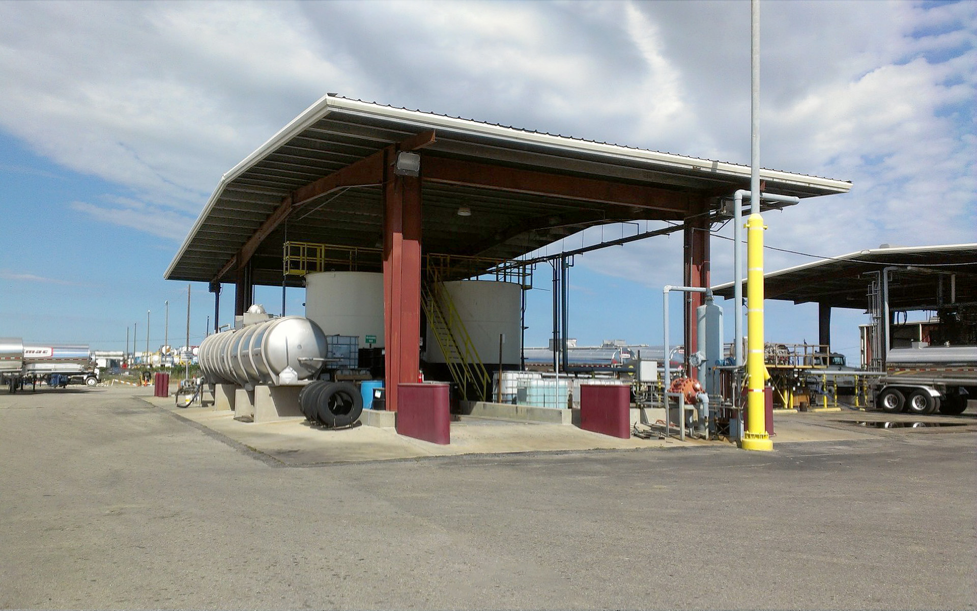 A typical Trimac terminal includes fueling, tank car cleaning, and facilities ranging from maintenance to storage tank farms.